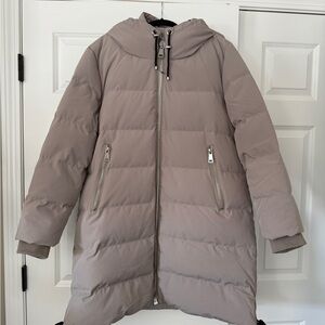 DKNY Women's Taupe Hooded Puffer Jacket